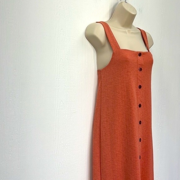 Zara - Terracotta Knit Midi Button Down With Thick Strap Dress Size Small - Picture 5 of 11